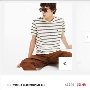 Lacoste striped tee new vanilla white Gucci like